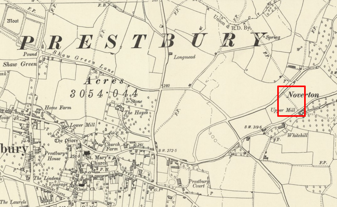 Old Ordnance Survey map of the Prestbury area, 1888-1913